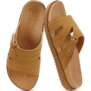 imageKuaiLu Womens Dressy Orthopedic Sandals Lightweight Cushion Foam Slides Sport Recovery Walking Slippers with Plantar Fasciitis Arch SupportKhaki