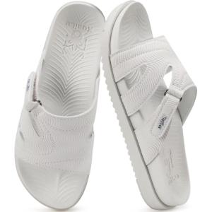 imageKuaiLu Womens Dressy Orthopedic Sandals Lightweight Cushion Foam Slides Sport Recovery Walking Slippers with Plantar Fasciitis Arch SupportWhite