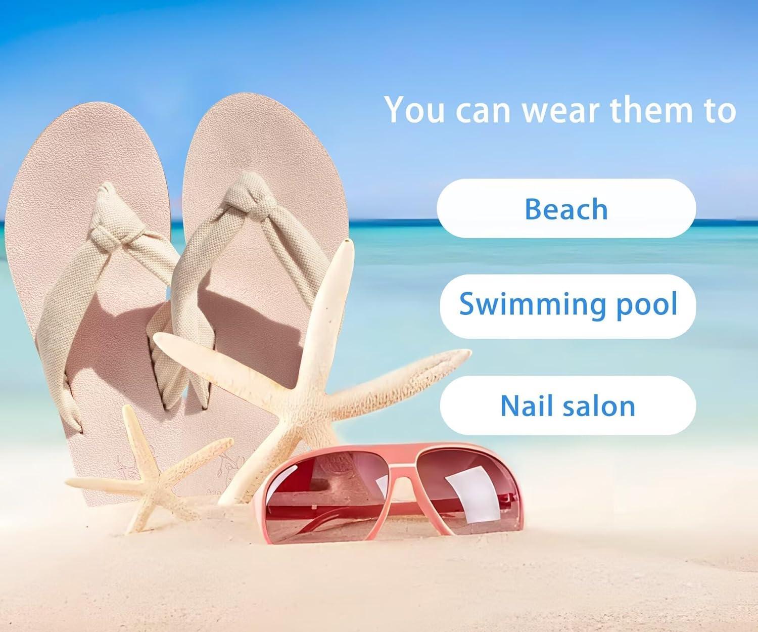 imageKuaiLu Flip Flops for Women with Arch Support Yoga Mat Comfortable Summer Beach Walking Thong Cushion Sandals Slip On Indoor OutdoorBeige