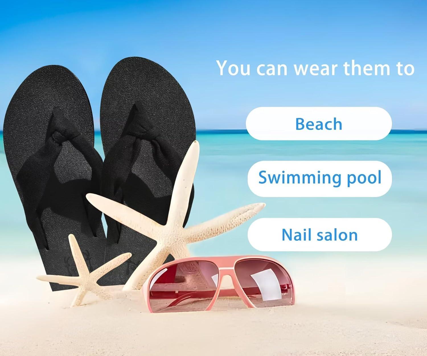 imageKuaiLu Flip Flops for Women with Arch Support Yoga Mat Comfortable Summer Beach Walking Thong Cushion Sandals Slip On Indoor OutdoorBlack