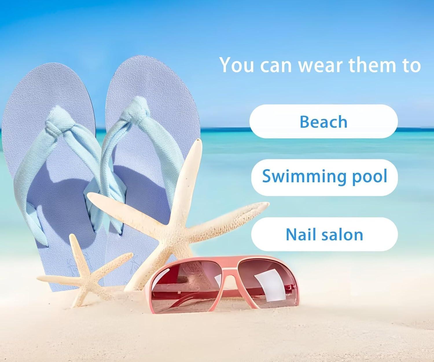 imageKuaiLu Flip Flops for Women with Arch Support Yoga Mat Comfortable Summer Beach Walking Thong Cushion Sandals Slip On Indoor OutdoorBlue