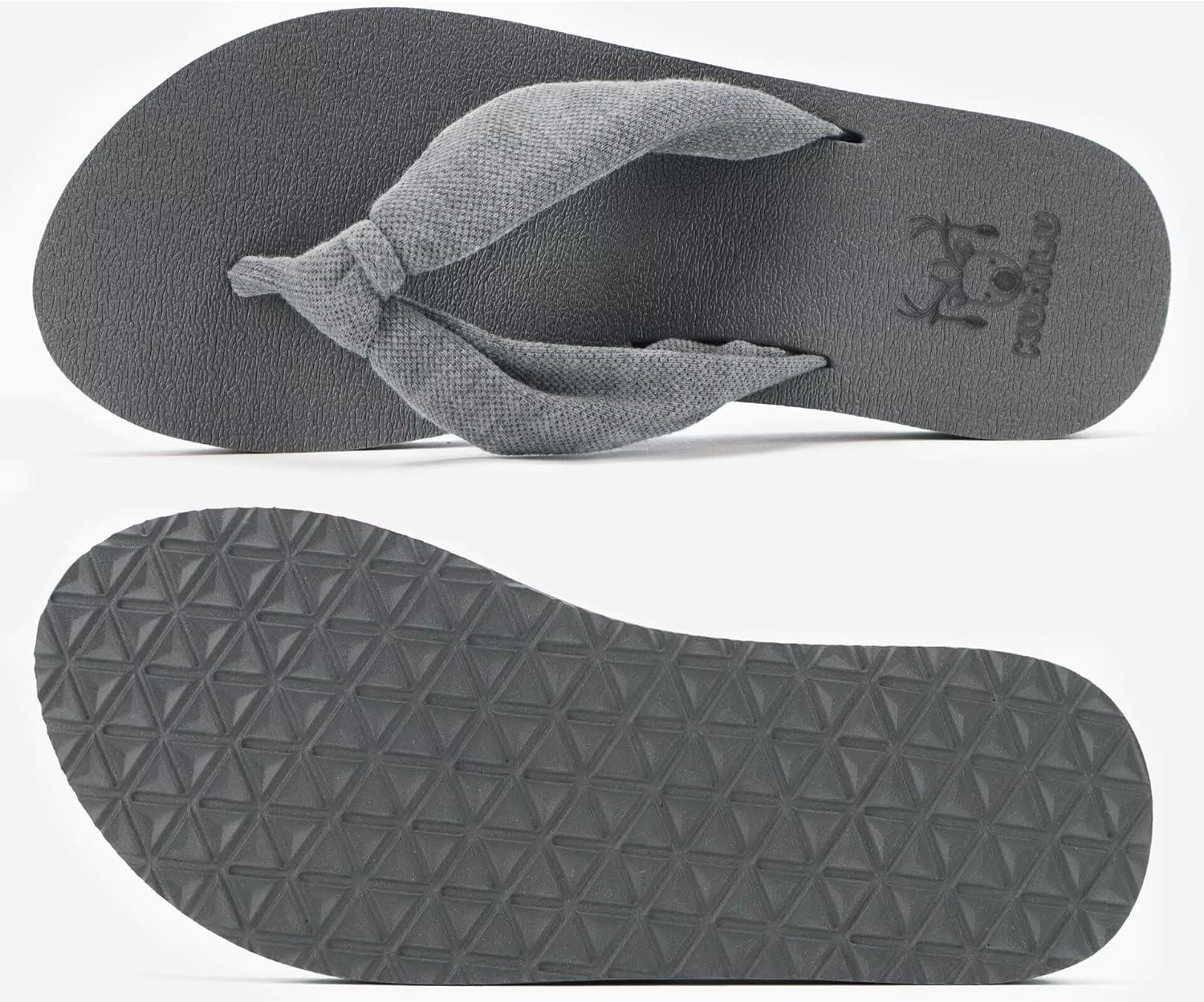 imageKuaiLu Flip Flops for Women with Arch Support Yoga Mat Comfortable Summer Beach Walking Thong Cushion Sandals Slip On Indoor OutdoorGrey