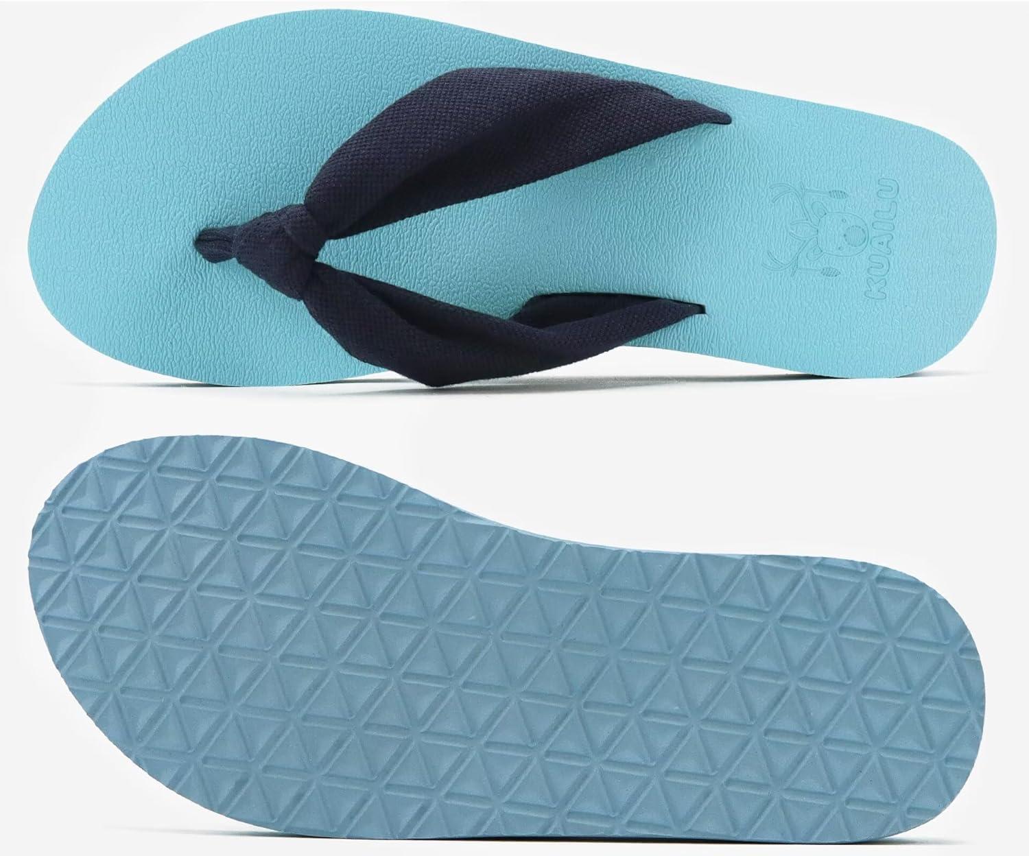 imageKuaiLu Flip Flops for Women with Arch Support Yoga Mat Comfortable Summer Beach Walking Thong Cushion Sandals Slip On Indoor OutdoorLight Blue
