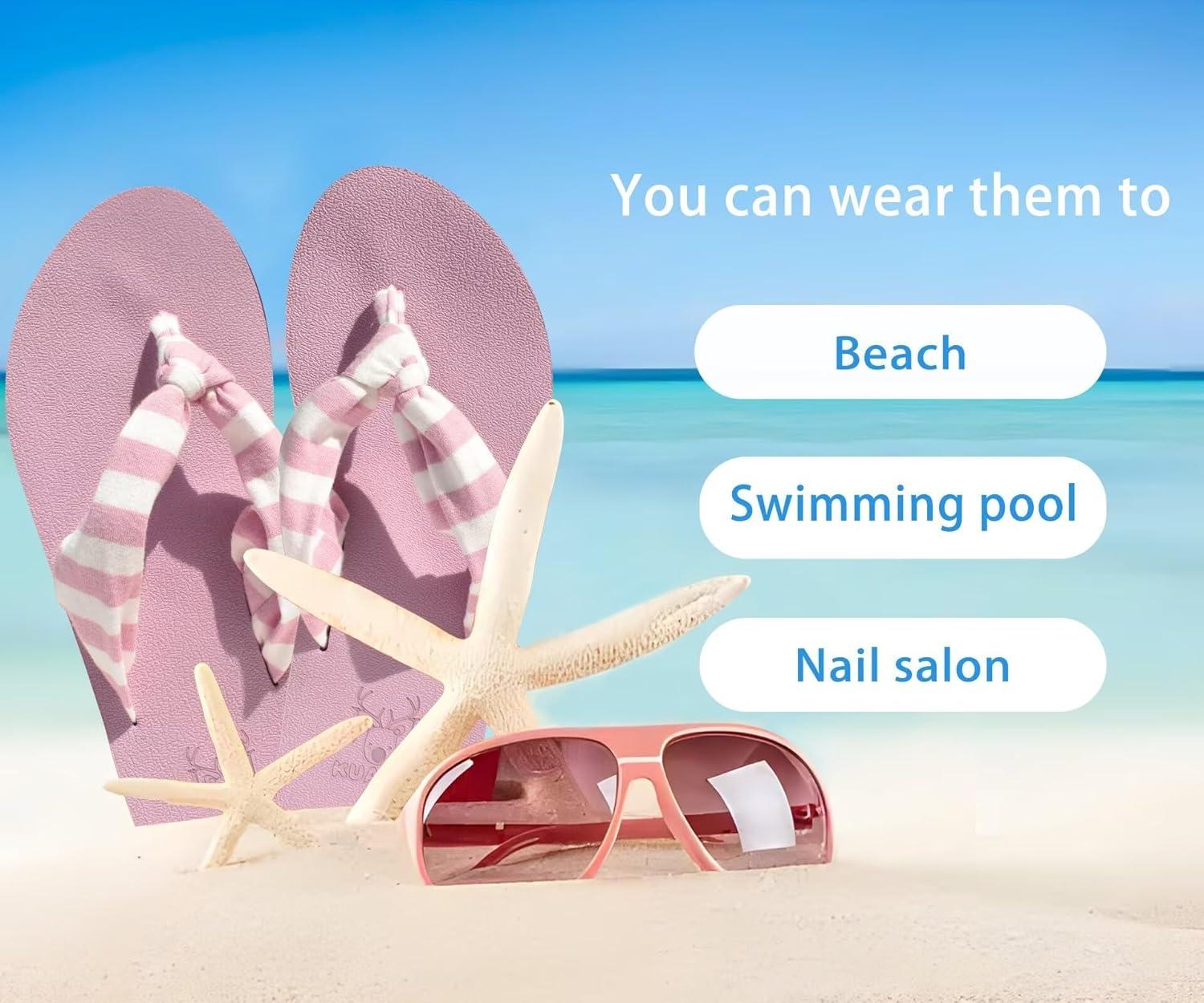 imageKuaiLu Flip Flops for Women with Arch Support Yoga Mat Comfortable Summer Beach Walking Thong Cushion Sandals Slip On Indoor OutdoorPink White