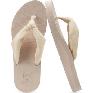 imageKuaiLu Flip Flops for Women with Arch Support Yoga Mat Comfortable Summer Beach Walking Thong Cushion Sandals Slip On Indoor OutdoorBeige