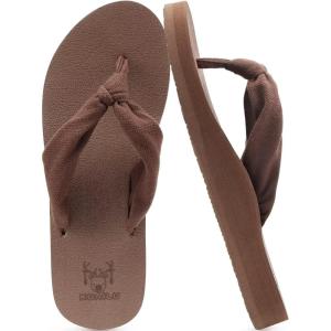 imageKuaiLu Flip Flops for Women with Arch Support Yoga Mat Comfortable Summer Beach Walking Thong Cushion Sandals Slip On Indoor OutdoorBrown