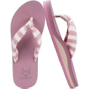 imageKuaiLu Flip Flops for Women with Arch Support Yoga Mat Comfortable Summer Beach Walking Thong Cushion Sandals Slip On Indoor OutdoorPink White