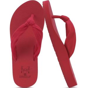 imageKuaiLu Flip Flops for Women with Arch Support Yoga Mat Comfortable Summer Beach Walking Thong Cushion Sandals Slip On Indoor OutdoorRed