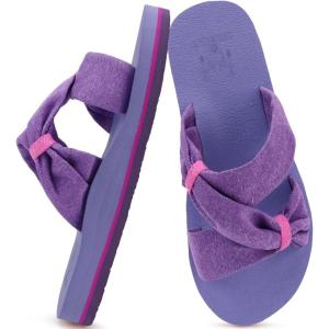 imageKuaiLu Womens Dressy Bow Sandals Arch Support Yoga Foam Cushion Comfortable Walking Slides Open Toe Summer Beach Indoor Outdoor SlippersPurple