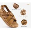 image:imageKuaiLu Womens Orthopedic Walking Sandals Comfortable Plantar Fasciitis Arch Support Sport Recovery Outdoor Casual Sandles Thick Memory Foam Cushion Cross Strap Adjustable SlidesKhaki