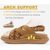 image:imageKuaiLu Womens Orthopedic Walking Sandals Comfortable Plantar Fasciitis Arch Support Sport Recovery Outdoor Casual Sandles Thick Memory Foam Cushion Cross Strap Adjustable SlidesKhaki