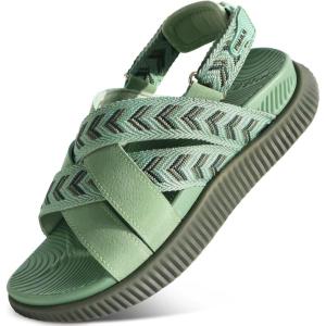 image:imageKuaiLu Womens Orthopedic Walking Sandals Comfortable Plantar Fasciitis Arch Support Sport Recovery Outdoor Casual Sandles Thick Memory Foam Cushion Cross Strap Adjustable SlidesGreen