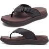 image:imageKuaiLu Mens Orthotic Flip Flops Mens Recovery Walking Sandals Adjustable Thick Athletic Cushion Sport Slides for Man Water Resistant amp Lightweight Soft Comfort Fit amp Arch SupportDark Brown