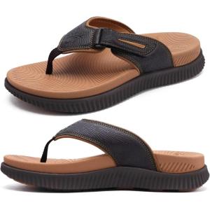 image:imageKuaiLu Mens Orthotic Flip Flops Mens Recovery Walking Sandals Adjustable Thick Athletic Cushion Sport Slides for Man Water Resistant amp Lightweight Soft Comfort Fit amp Arch SupportKhaki Brown