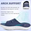 image:imageKuaiLu Mens Recovery Sandals Orthotic Arch Support Open Toe Sport Slides Thick Cushion Orthopedic Plantar Fasciitis Slip On Wide Width Summer Pool Beach WaterproofBlue White