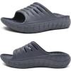 image:imageKuaiLu Mens Recovery Sandals Orthotic Arch Support Open Toe Sport Slides Thick Cushion Orthopedic Plantar Fasciitis Slip On Wide Width Summer Pool Beach WaterproofDark Grey