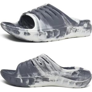 image:imageKuaiLu Mens Recovery Sandals Orthotic Arch Support Open Toe Sport Slides Thick Cushion Orthopedic Plantar Fasciitis Slip On Wide Width Summer Pool Beach WaterproofGrey White