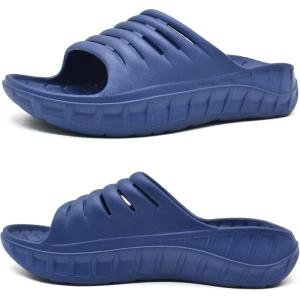 image:imageKuaiLu Mens Recovery Sandals Orthotic Arch Support Open Toe Sport Slides Thick Cushion Orthopedic Plantar Fasciitis Slip On Wide Width Summer Pool Beach WaterproofBlue