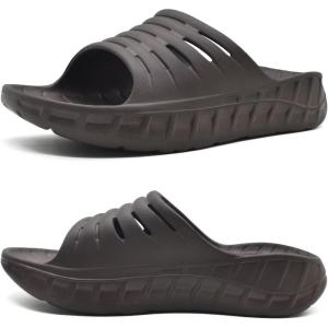 image:imageKuaiLu Mens Recovery Sandals Orthotic Arch Support Open Toe Sport Slides Thick Cushion Orthopedic Plantar Fasciitis Slip On Wide Width Summer Pool Beach WaterproofMocha