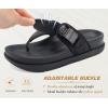 image:imageKuaiLu Flip Flops for Womens Orthotic Chic Platform Sandals with Arch Support Ultra Comfotable Summer Beach Walking Plantar Fasciitis Cushion Sandals Ladies Open toe Outfits Adjustable Flat SandlesBlack