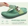 image:imageKuaiLu Flip Flops for Womens Orthotic Chic Platform Sandals with Arch Support Ultra Comfotable Summer Beach Walking Plantar Fasciitis Cushion Sandals Ladies Open toe Outfits Adjustable Flat SandlesGreen