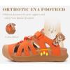 image:imageKuaiLu Womens Closed Toe Hiking Sandals with Orthopedic Arch Support Comfortable Cushion Breathable Summer Outdoor Walking Sandles Beach Travel Adjustable Fisherman Water ShoesOrange Khaki