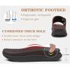 image:imageKuaiLu Womens Fashion Orthopedic Walking Thick Sandals Comfort Arch Support Relief Plantar Fasciitis Cushion Recovery Summer Slides Slip On Yoga Mat Open Toe Faux LeatherBrown