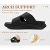 image:imageKuaiLu Womens Fashion Orthopedic Walking Thick Sandals Comfort Arch Support Relief Plantar Fasciitis Cushion Recovery Summer Slides Slip On Yoga Mat Open Toe Faux LeatherBlack