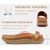 image:imageKuaiLu Womens Fashion Orthopedic Walking Thick Sandals Comfort Arch Support Relief Plantar Fasciitis Cushion Recovery Summer Slides Slip On Yoga Mat Open Toe Faux LeatherKhaki Beige