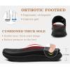 image:imageKuaiLu Womens Fashion Orthopedic Walking Thick Sandals Comfort Arch Support Relief Plantar Fasciitis Cushion Recovery Summer Slides Slip On Yoga Mat Open Toe Faux LeatherBlack