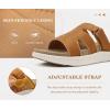 image:imageKuaiLu Womens Fashion Orthopedic Walking Thick Sandals Comfort Arch Support Relief Plantar Fasciitis Cushion Recovery Summer Slides Slip On Yoga Mat Open Toe Faux LeatherBeige White