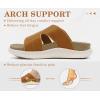 image:imageKuaiLu Womens Fashion Orthopedic Walking Thick Sandals Comfort Arch Support Relief Plantar Fasciitis Cushion Recovery Summer Slides Slip On Yoga Mat Open Toe Faux LeatherBeige White