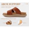 image:imageKuaiLu Womens Fashion Orthopedic Walking Thick Sandals Comfort Arch Support Relief Plantar Fasciitis Cushion Recovery Summer Slides Slip On Yoga Mat Open Toe Faux LeatherKhaki Beige