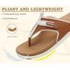 image:imageKuaiLu Womens Orthopedic Flip Flops Comfort Cushion Arch Support Sandals Summer Lightweight Casual Beach Walking Sandles Fashion Trendy Outfit Adjustable Ladies Flat SandalsWhite Khaki