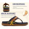 image:imageKuaiLu Womens Orthopedic Flip Flops Comfort Cushion Arch Support Sandals Summer Lightweight Casual Beach Walking Sandles Fashion Trendy Outfit Adjustable Ladies Flat SandalsBlue Khaki