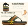 image:imageKuaiLu Womens Orthopedic Flip Flops Comfort Cushion Arch Support Sandals Summer Lightweight Casual Beach Walking Sandles Fashion Trendy Outfit Adjustable Ladies Flat SandalsGreen Khaki