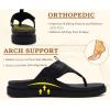 image:imageKuaiLu Womens Orthopedic Flip Flops Comfort Cushion Arch Support Sandals Summer Lightweight Casual Beach Walking Sandles Fashion Trendy Outfit Adjustable Ladies Flat SandalsBlack