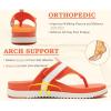 image:imageKuaiLu Womens Orthopedic Flip Flops Comfort Cushion Arch Support Sandals Summer Lightweight Casual Beach Walking Sandles Fashion Trendy Outfit Adjustable Ladies Flat SandalsOrange White