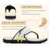 image:imageKuaiLu Womens Orthopedic Flip Flops Comfort Cushion Arch Support Sandals Summer Lightweight Casual Beach Walking Sandles Fashion Trendy Outfit Adjustable Ladies Flat SandalsWhite Black