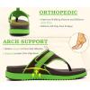 image:imageKuaiLu Womens Orthopedic Flip Flops Comfort Cushion Arch Support Sandals Summer Lightweight Casual Beach Walking Sandles Fashion Trendy Outfit Adjustable Ladies Flat SandalsBrown Green