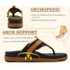 image:imageKuaiLu Womens Orthopedic Flip Flops Comfort Cushion Arch Support Sandals Summer Lightweight Casual Beach Walking Sandles Fashion Trendy Outfit Adjustable Ladies Flat SandalsBlack Khaki