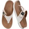 image:imageKuaiLu Flip Flops for Womens Orthotic Chic Platform Sandals with Arch Support Ultra Comfotable Summer Beach Walking Plantar Fasciitis Cushion Sandals Ladies Open toe Outfits Adjustable Flat SandlesWhite Khaki