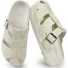 image:imageKuaiLu Womens Clog Sandals with Comfotable Arch Support Chic Platform Cushion Memory Foam Dressy Sandals Summer Travel Beach Walking Slide with Orthopedic Plantar Fasciitis Mules for 2026White