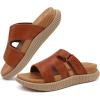 image:imageKuaiLu Womens Fashion Orthopedic Walking Thick Sandals Comfort Arch Support Relief Plantar Fasciitis Cushion Recovery Summer Slides Slip On Yoga Mat Open Toe Faux LeatherKhaki Beige