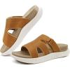 image:imageKuaiLu Womens Fashion Orthopedic Walking Thick Sandals Comfort Arch Support Relief Plantar Fasciitis Cushion Recovery Summer Slides Slip On Yoga Mat Open Toe Faux LeatherBeige White