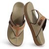image:imageKuaiLu Womens Orthopedic Flip Flops Comfort Cushion Arch Support Sandals Summer Lightweight Casual Beach Walking Sandles Fashion Trendy Outfit Adjustable Ladies Flat SandalsBeige Khaki