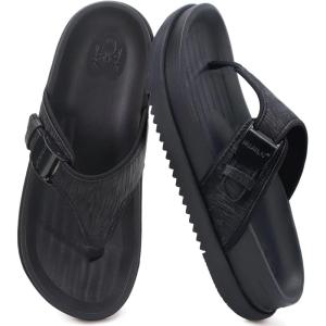 image:imageKuaiLu Flip Flops for Womens Orthotic Chic Platform Sandals with Arch Support Ultra Comfotable Summer Beach Walking Plantar Fasciitis Cushion Sandals Ladies Open toe Outfits Adjustable Flat SandlesBlack