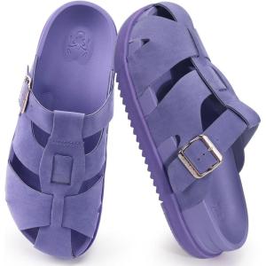 image:imageKuaiLu Womens Clog Sandals with Comfotable Arch Support Chic Platform Cushion Memory Foam Dressy Sandals Summer Travel Beach Walking Slide with Orthopedic Plantar Fasciitis Mules for 2026Purple