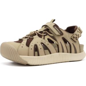image:imageKuaiLu Womens Closed Toe Hiking Sandals with Orthopedic Arch Support Comfortable Cushion Breathable Summer Outdoor Walking Sandles Beach Travel Adjustable Fisherman Water ShoesBrown Beige
