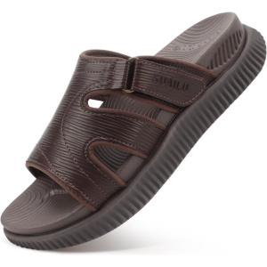 image:imageKuaiLu Womens Fashion Orthopedic Walking Thick Sandals Comfort Arch Support Relief Plantar Fasciitis Cushion Recovery Summer Slides Slip On Yoga Mat Open Toe Faux LeatherSepia